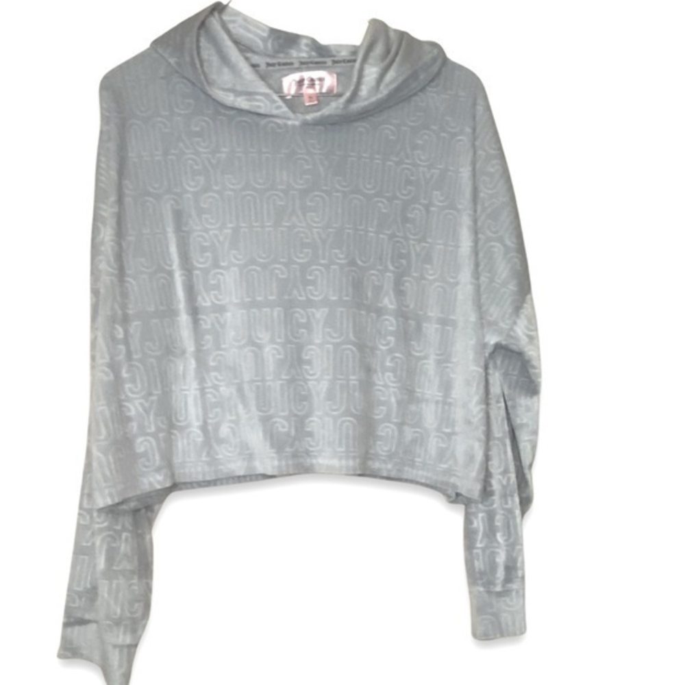 Juicy Couture Women's cropped hooded‎ velour sleep pullover Size XL